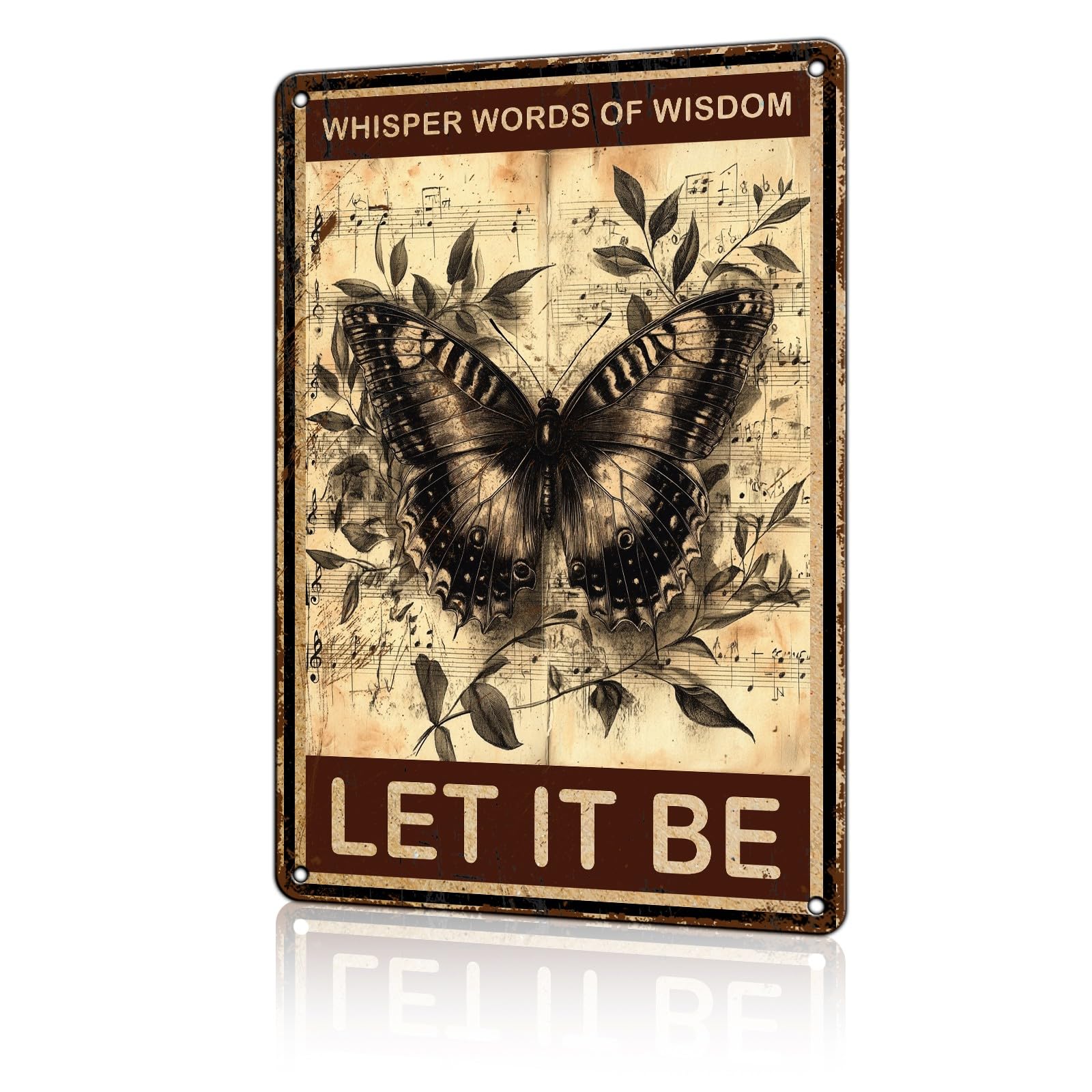 Anceky Funny Butterfly Decor Butterfly Whisper Words Of Wisdom Let It Be Vintage Metal Signs Animal Tin Sign for Home Outdoor Wall Decor 8×12 Inch