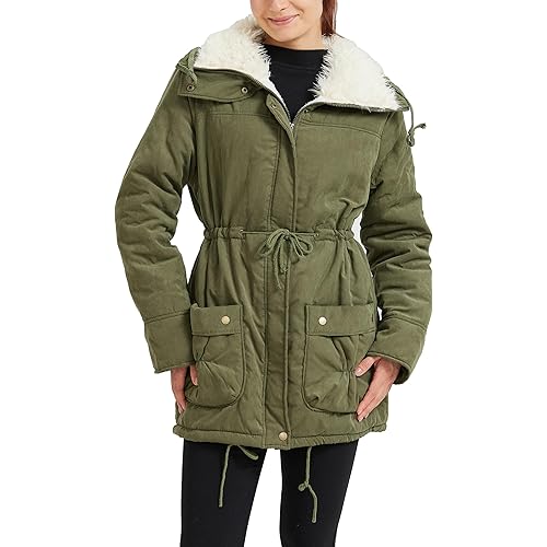 Women's Winter Mid Length Thick Warm Faux Lamb Wool Lined Jacket Coat