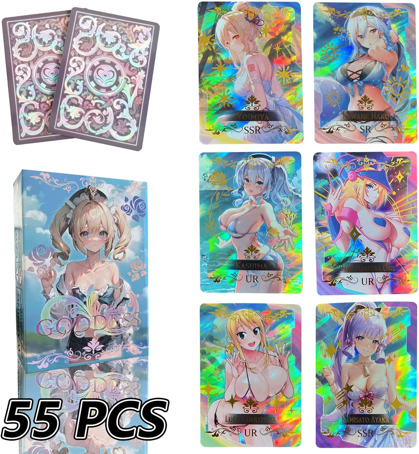 fuxi 55Pcs Goddess Story Card Holographic Golden Letter All Shiny Anime Swimwear Girl Collection Card