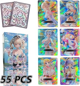 fuxi 55Pcs Goddess Story Card Holographic Golden Letter | All Shiny Anime Swimwear Girl Collection Card