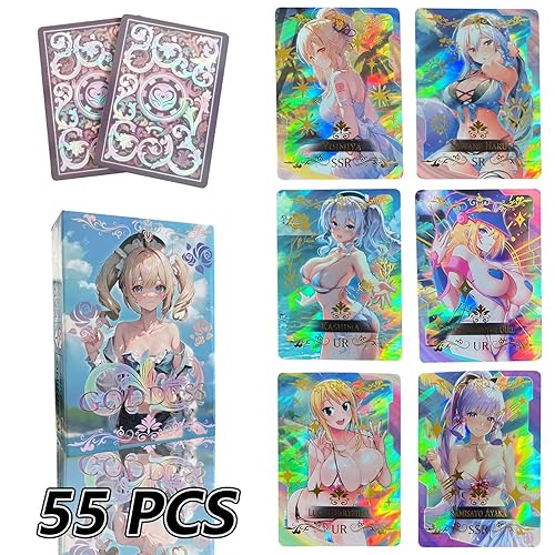 fuxi 55Pcs Goddess Story Card Holographic Golden Letter All Shiny Anime Swimwear Girl Collection Card