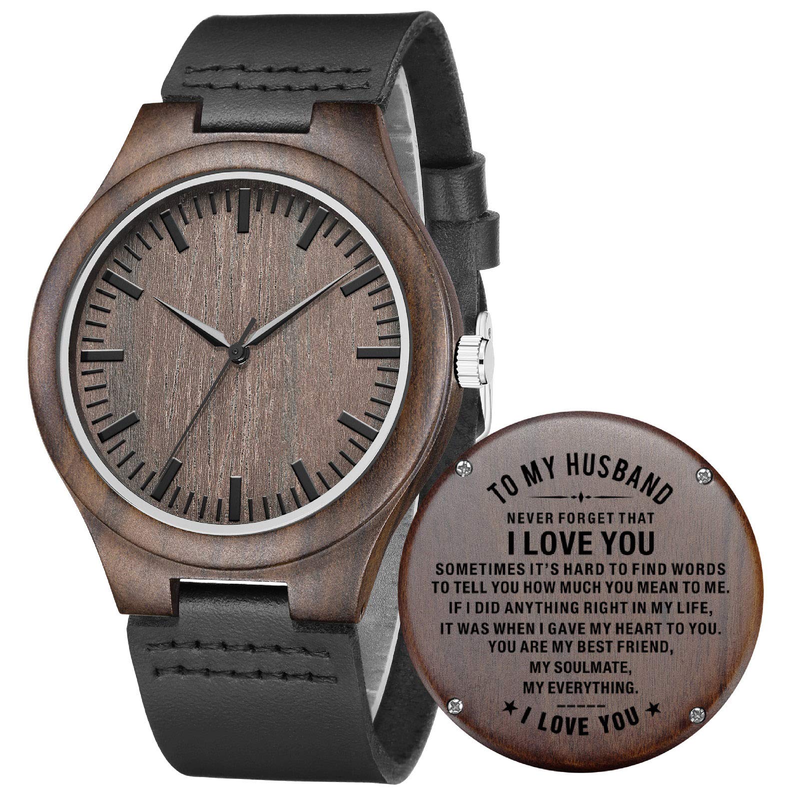 wood watchesEngraved Wood Watches Mens Gifts – Thanksgiving Christmas Fathers Day Valentines Gifts for Husband Dad Son Boyfriend Groomsmen