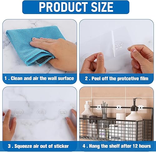 Miniatura 3 de 6 ganchos adhesivos de ducha de repuesto adhesivo, tira de gancho transparente fuerte, impermeable, sin perforaciones, organizador para soporte de