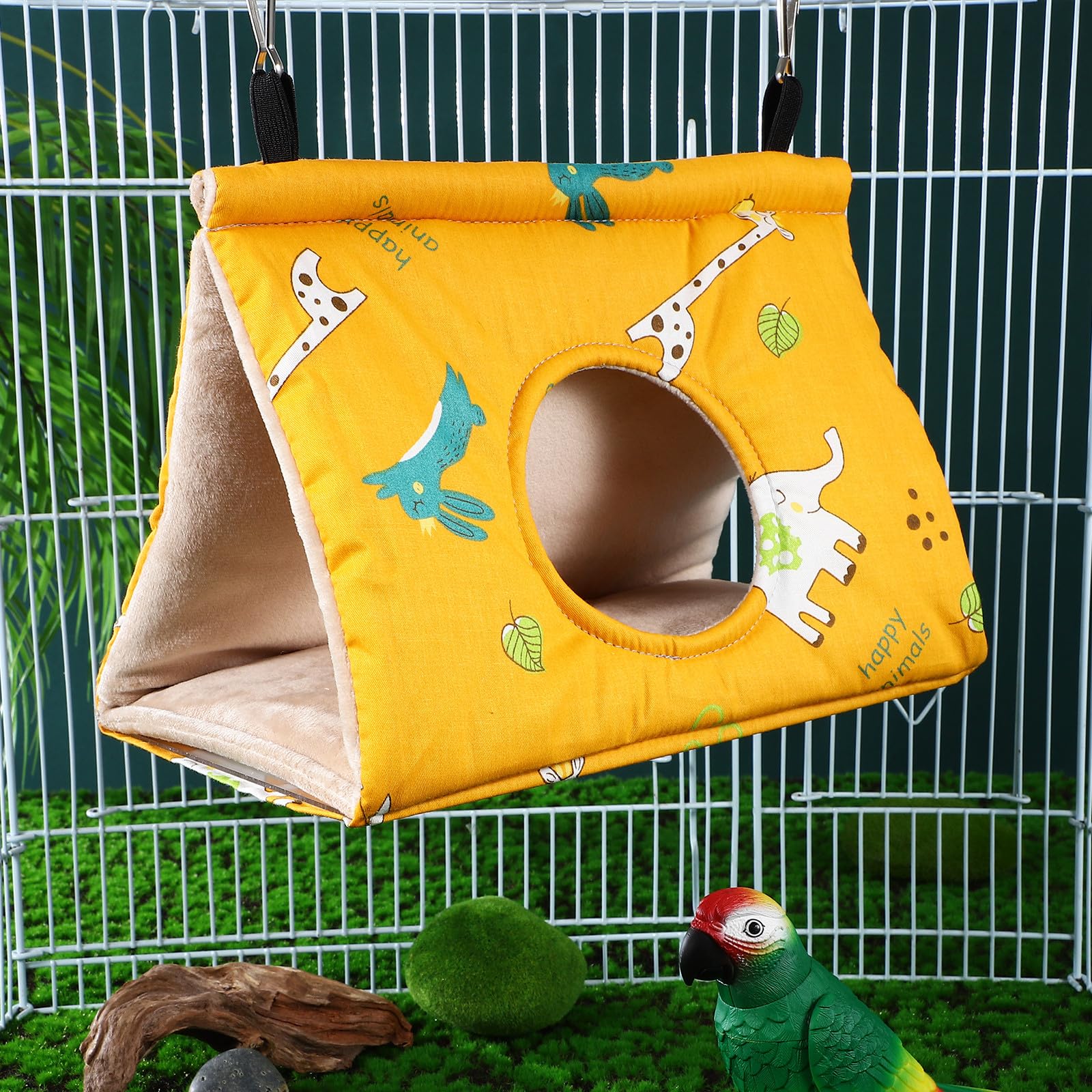 BETOOKY Nidos de Pájaros para Periquitos y Cacatúas, Casa Colgante Cálida de Forro Polar y Algodón, Instalación Colgante para Descanso y Juego de 2 Unidades