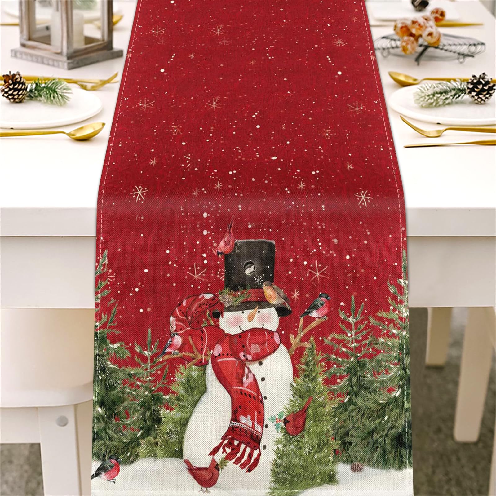 Purpledi Camino de Mesa Navideño, Camino de Mesa de Navidad Rojo, Camino Mesa Navidad Rojo, Decoracion Mesa Navidad, Navideños Decoración Hogar para la Casa Natal Adorno Decoraciones 140 x 40cm A