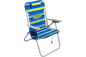 Tommy Bahama Hi-Boy 17 Inch Seat Height 4-Position Folding Backpack Beach Chair...