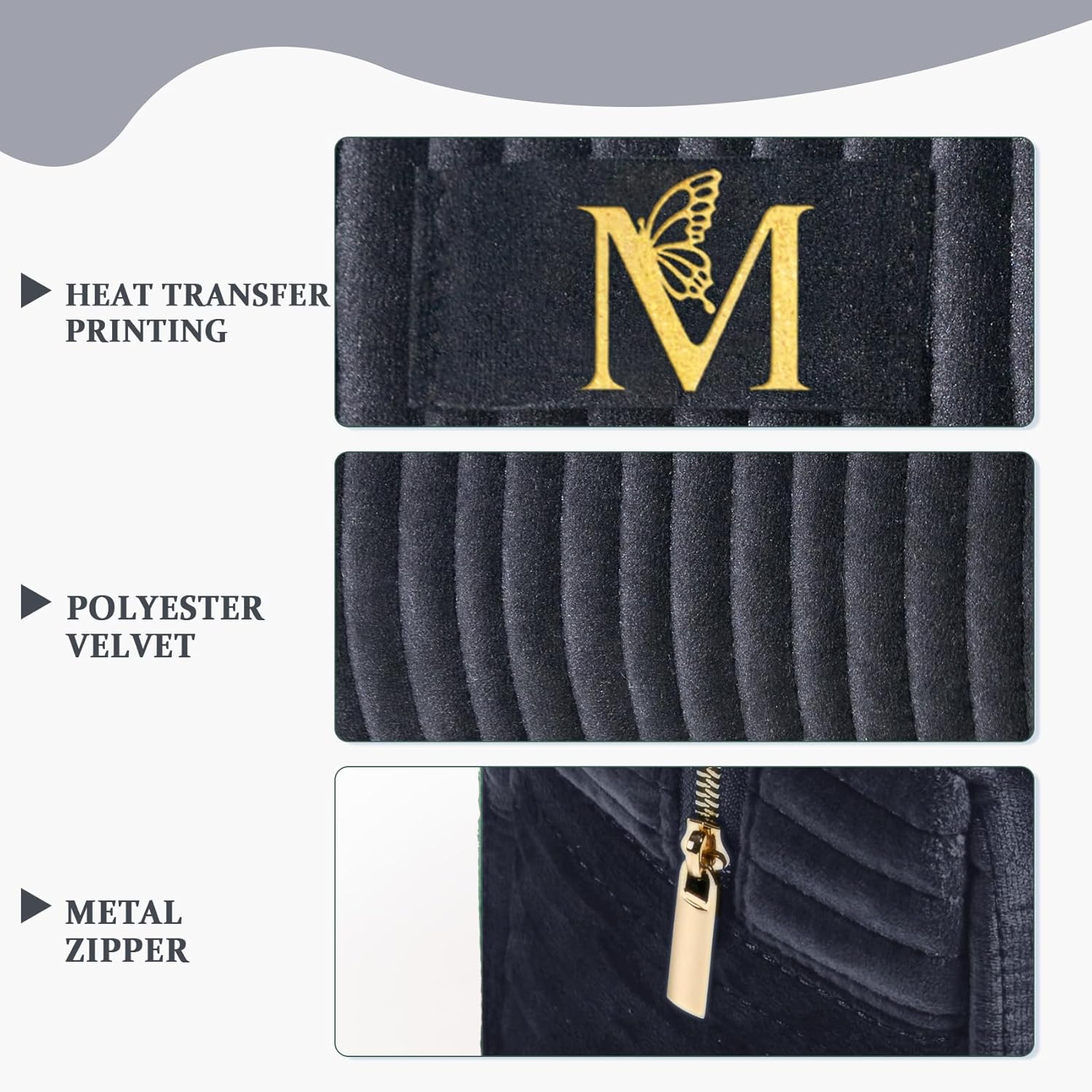 COSHAYSOO Custom Employee Appreciation Thank You Gifts for Women Female Social Worker Travel Makeup Bag Quilted Make Up Cosmetic Pouch Coworker Boss Leaving Going Away Farewell Gift Black Initial M - Image 3