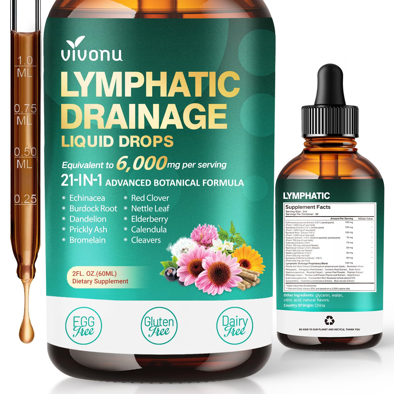 Amazon.com: 21-in-1 Lymphatic Drainage Drops for Liposomal, 6000mg