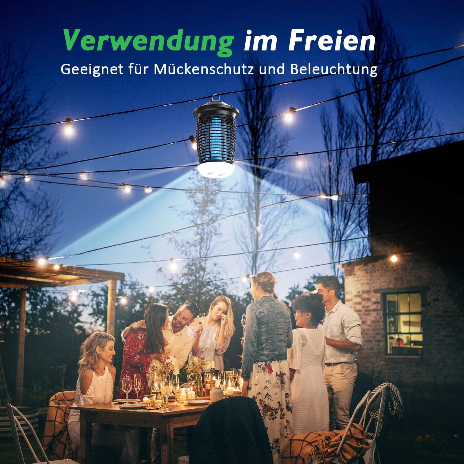 PALONE Insektenvernichter Elektrisch, 4500V Elektrischer Mückenlampe mit 20W UV & 9W LED Licht & 1,2M Kabel, Wirksam Reduzieren Fliegender Insekten für Küche Garten