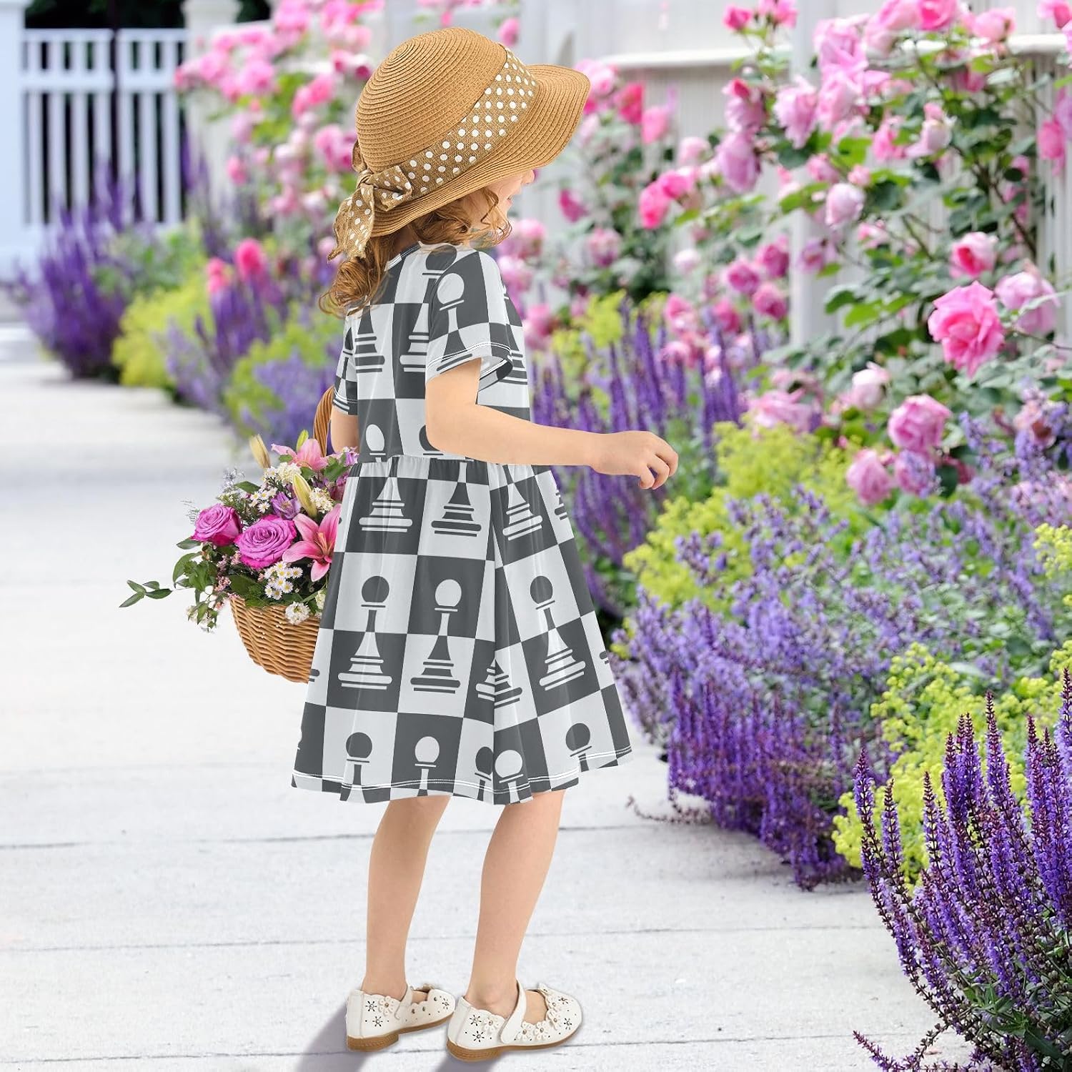 Dresses for Girls Beautiful Cow Summer Dress with Short Sleeves for Kids Girls Casual Athletic Dress Size 2-8T