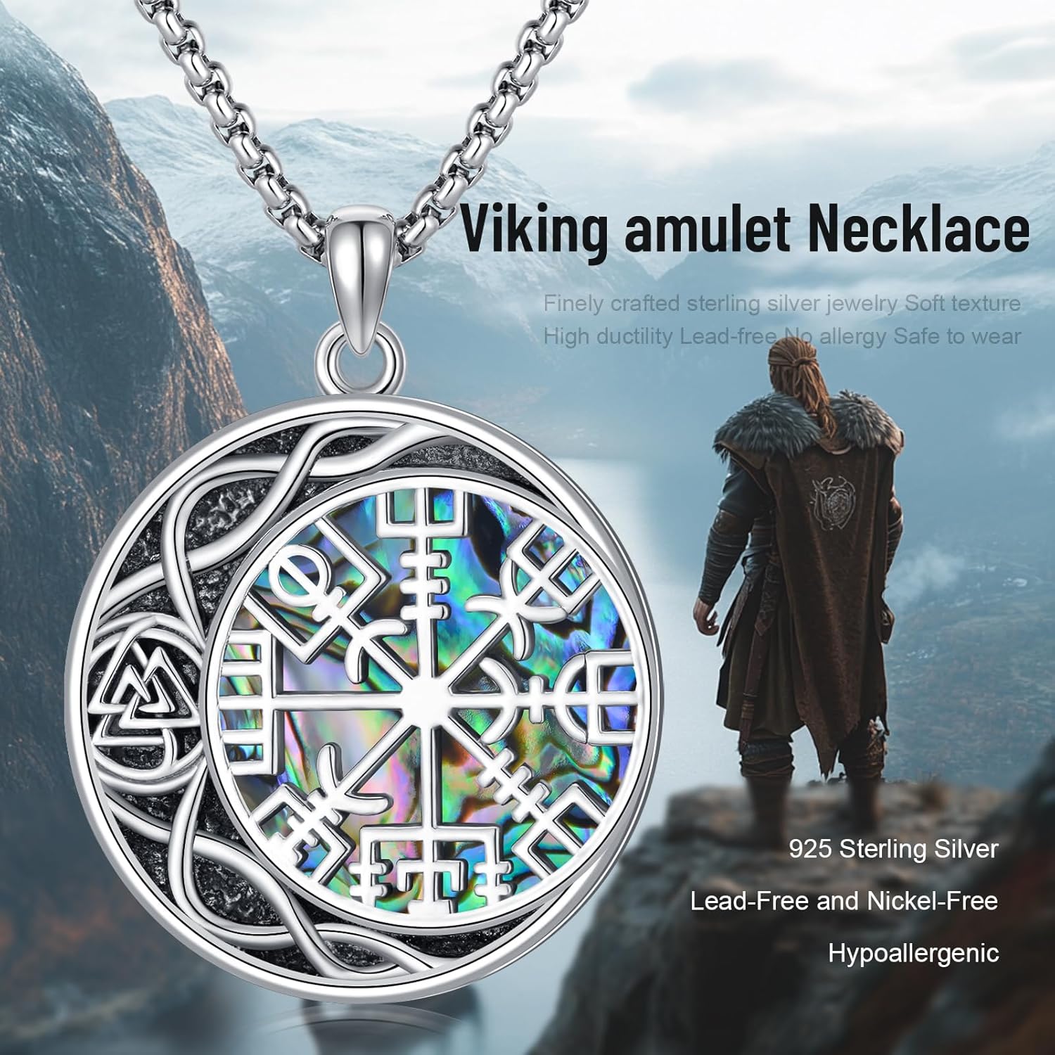 viking Pendant Necklace for Men Nordic Celtic 925 Sterling Silver Vintage Mjolnir Jewelry Norse Vikings Gift for Women - Image 7