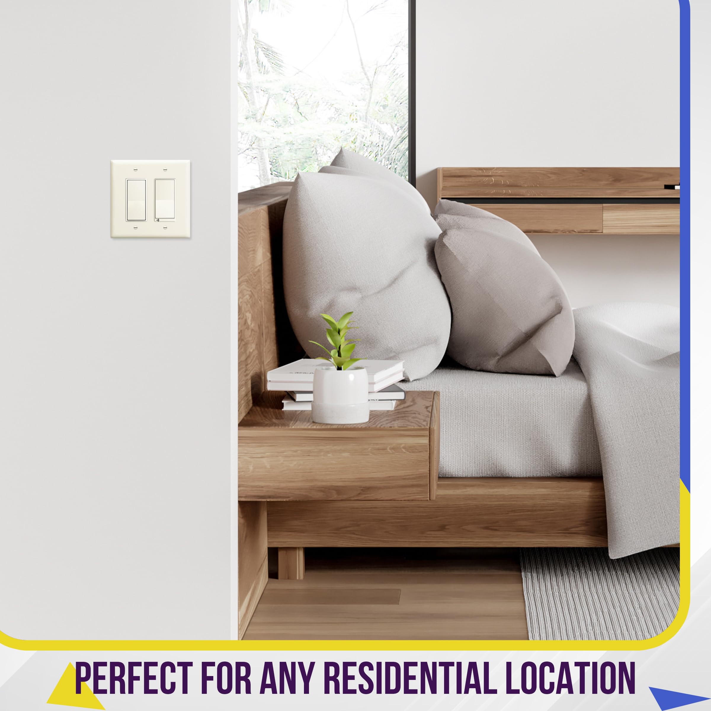 ENERLITES Decorator 8835M-BK Plaque Murale 5 Interrupteurs Finition Brillante 12,4 X 25,5 Cm Plastique Polycarbonate Incassable Certifié UL Noir