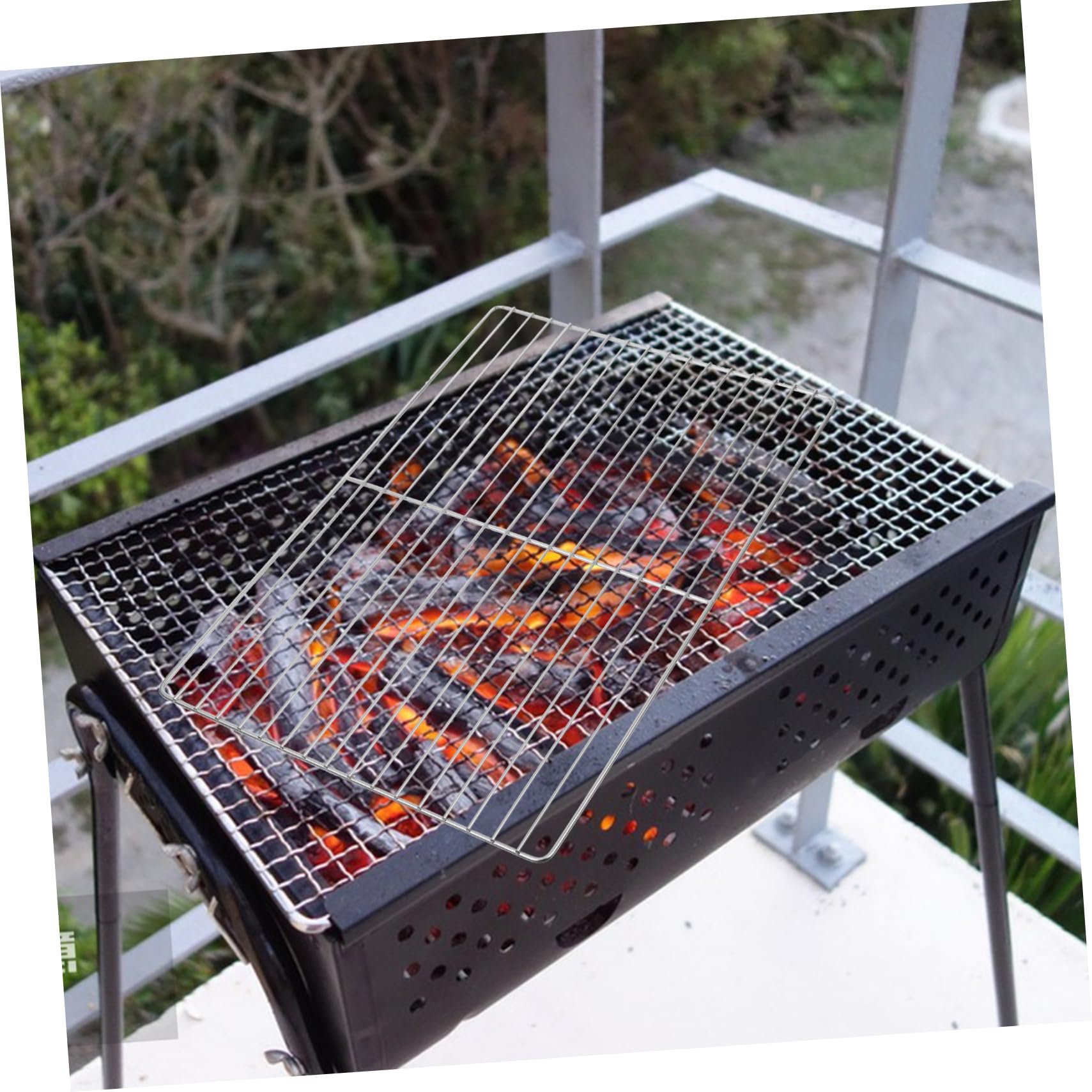 POPETPOP Griglia per Barbecue in Acciaio Inox 44,5x29,5 Cm per Campeggio e Feste All'aperto, Griglia di Cottura Resistente al Calore Pulizia Facilitata