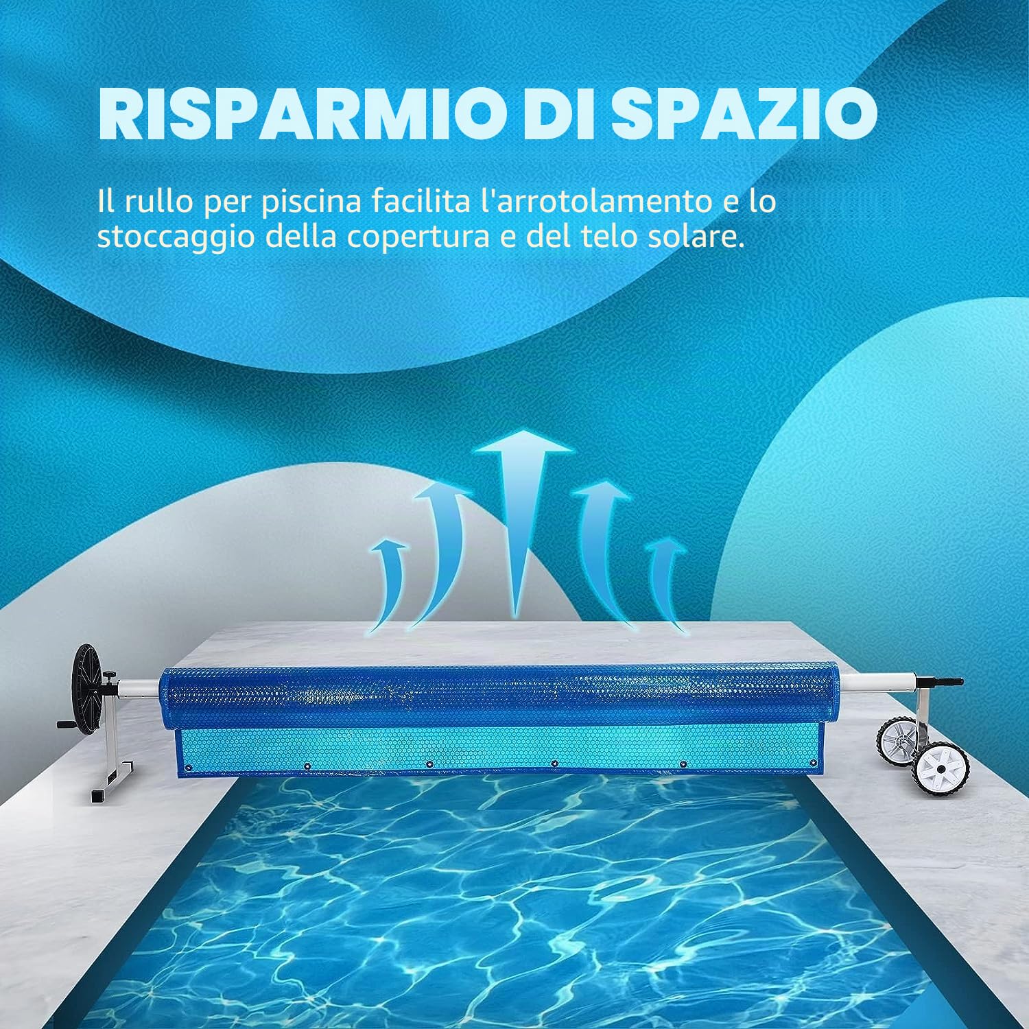 Aufun Avvolgitore per piscina Premium, sistema di avvolgimento in alluminio, 3 m – 5,70 m, con fissaggio e rulli, per teloni e coperture solari e piscine, avvolgitore per piscina fuori terra (3 m