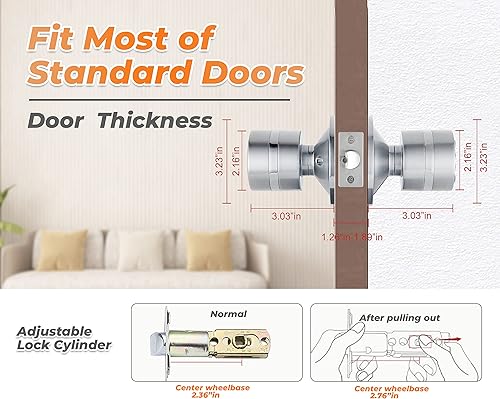 Miniatura 3 de Pomo electrónico para puerta de entrada sin llave, perilla inteligente con teclado, manija de puerta interior con cerradura, bloqueo automático,