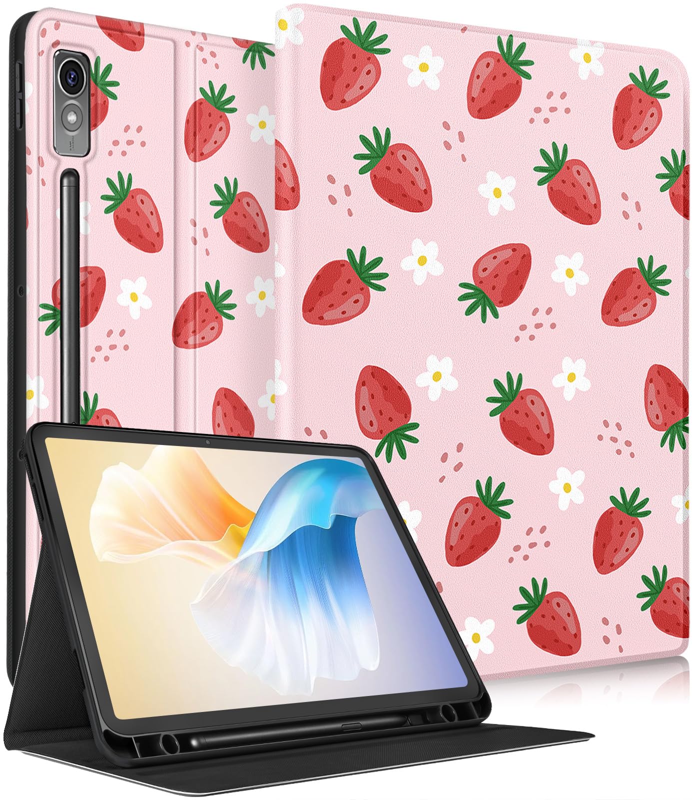 LISEVO for Lenovo P12 Case, for Lenovo Xiaoxin Pad Pro 12.7" Case Girls Women Kids Cute Kawaii Folio Cover with Pencil Holder, Auto Week/Sleep Design