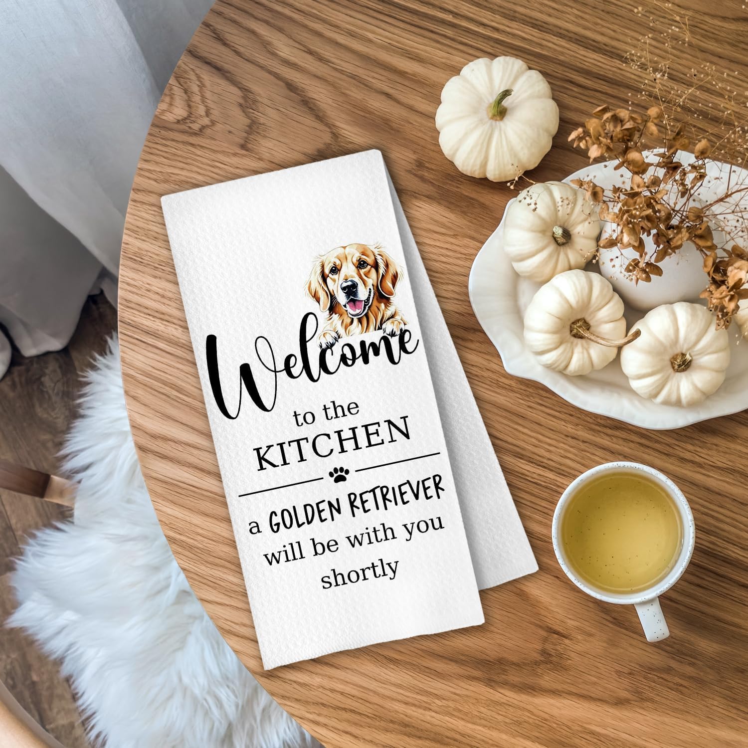 Golden Retriever Dog Kitchen Towels, Gifts for Golden Retriever Lovers, Dog Lover Mom Dad Owner Gifts Decorative Dish Tea Hand Towels for Kitchen, 16x24 Inch - Image 2