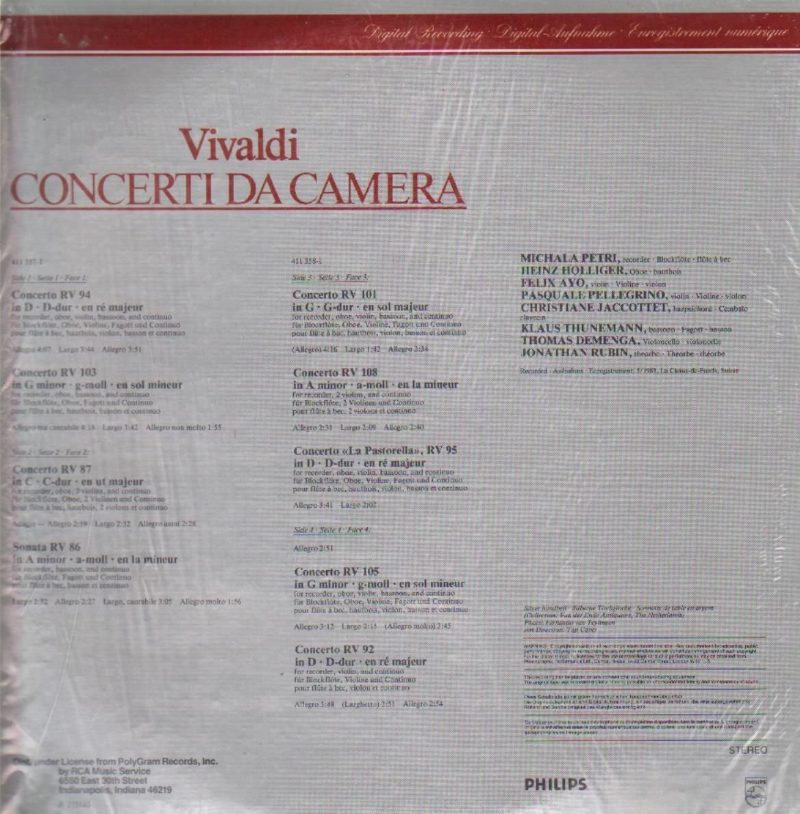 Vivaldi: Concerti Da Camera
