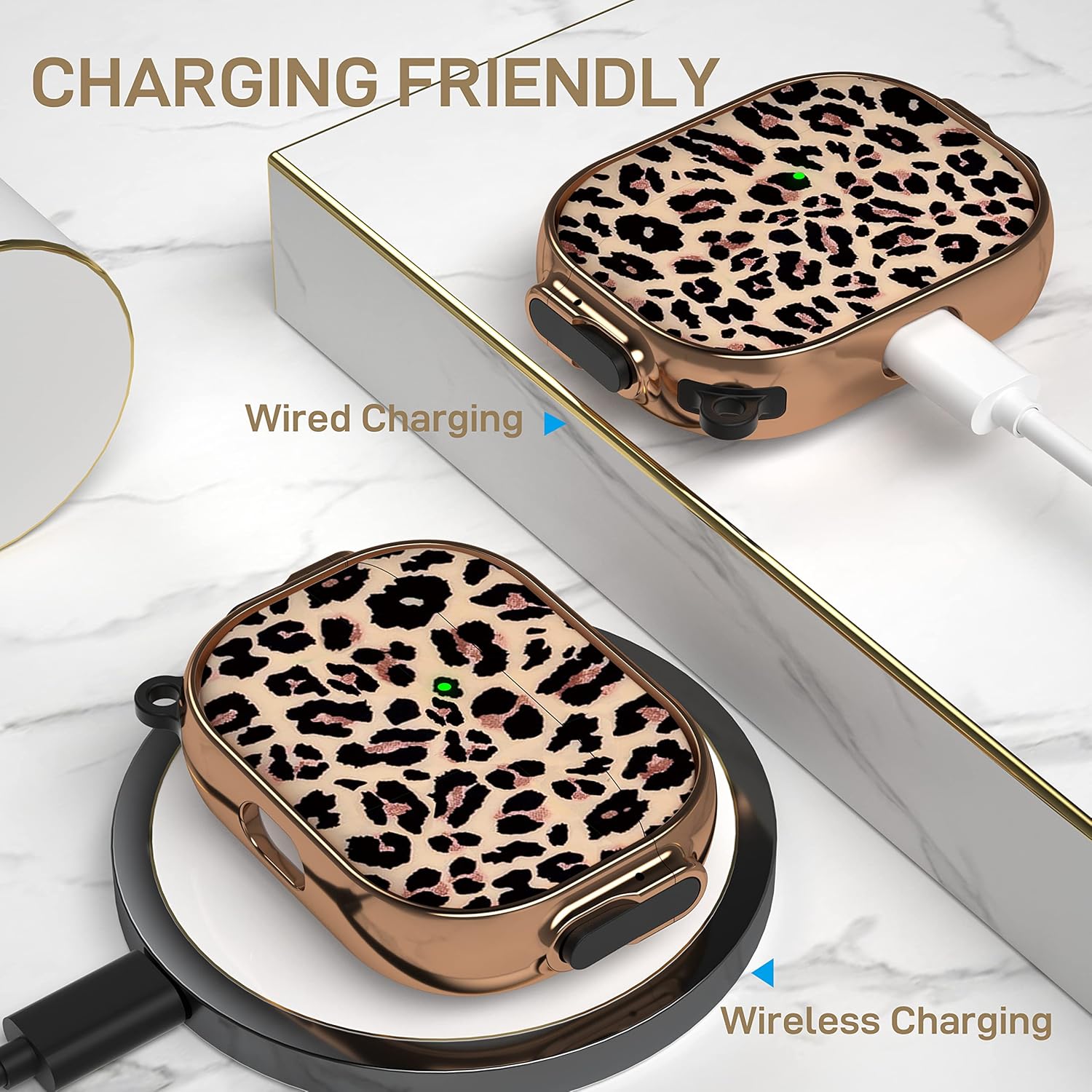 Maxjoy for AirPods Pro 2nd/1st Generation Case with Lock, Cute AirPods Pro 2 Case Lock Protective Hard AirPod Pro Cover for Women Men with Keychain for Airpod Pro (2023/2022/2019), Leopard - Image 6