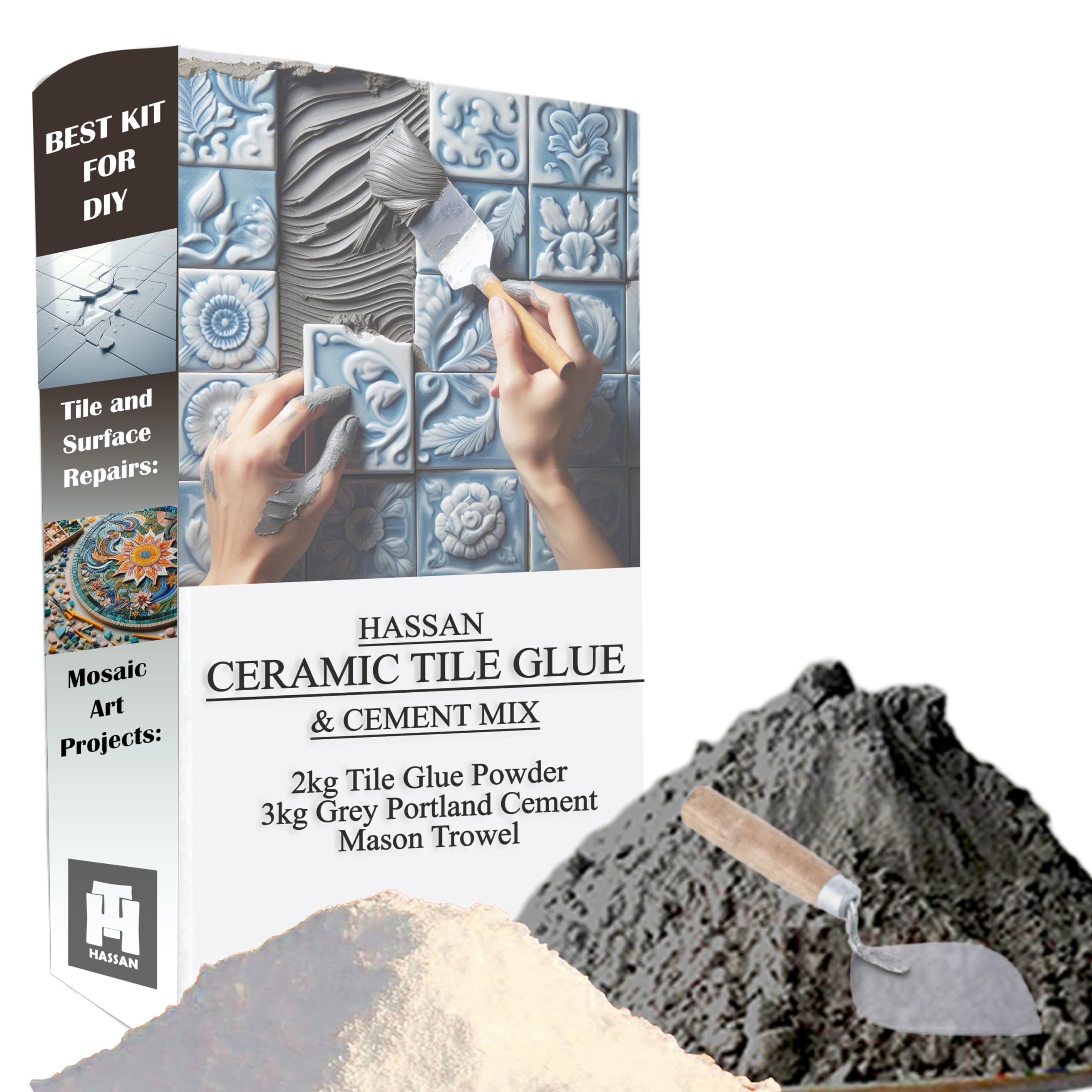 Tile Glue(2kg) Grey Cement(3kg) Combo for Home Improvement and DIY Projects – Strong Adhesion, Quick Setting, Water-Resistant – Ideal for Bathrooms, Kitchens, and Creative Projects