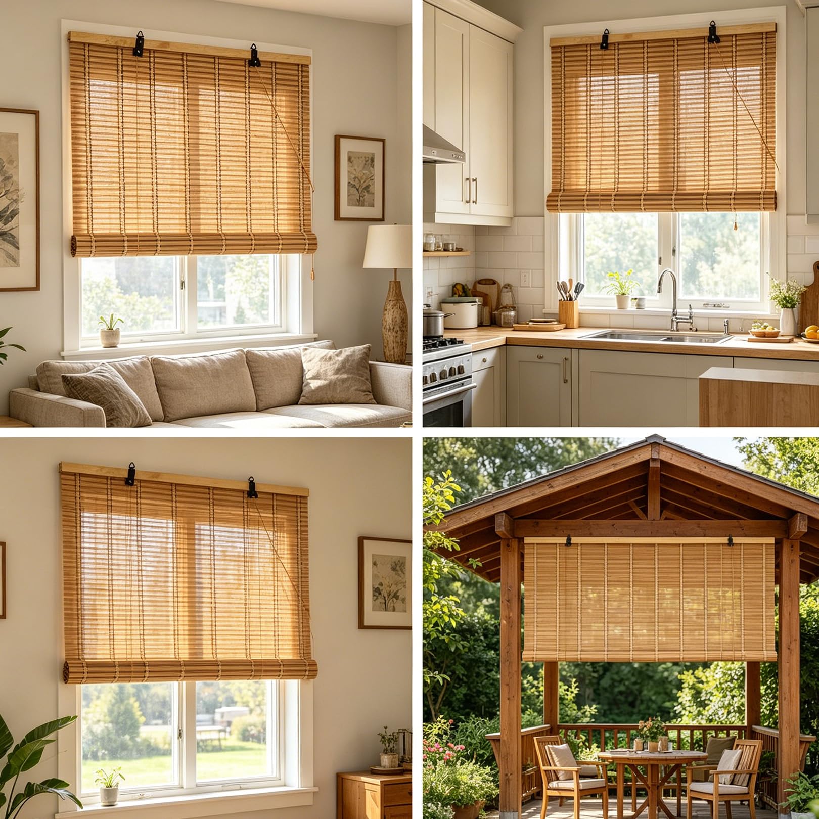 80x90cm Tenda a Rullo in Bambù Su Misura Persiana bambù Oscurante e Parasole Tapparella Avvolgibile Protezione UV Tende a pacchetto, Ideale per interni ed esterni Balcone,Terrazzo