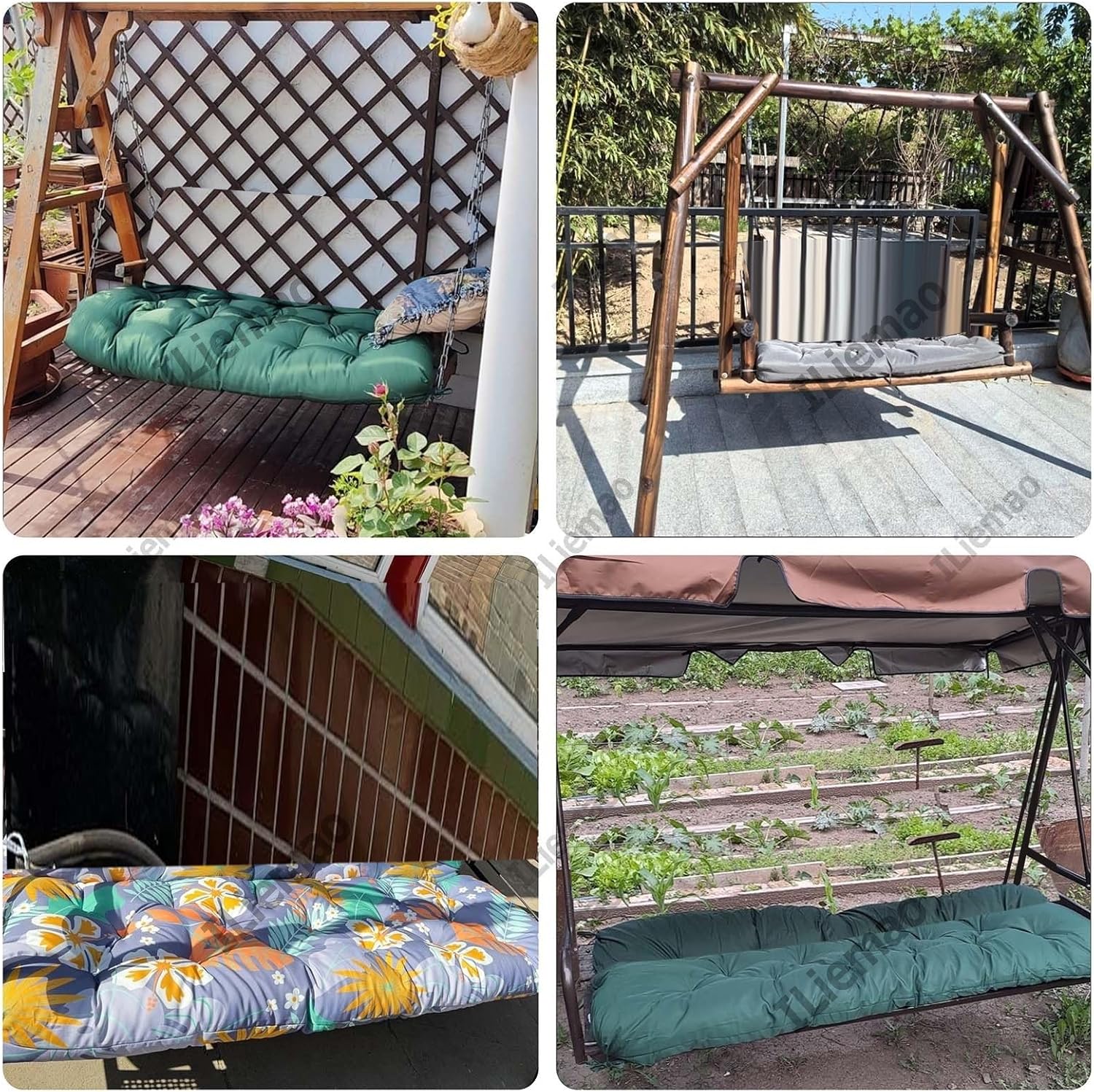 Bench Cushion Indoor 39 47 59 Porch Swing Cushions for Outdoor Furniture 3 Seater 2 Seater Replacement for Garden Seat Patio Window Loveseat Hammock Rattan Lawn Bench Pad Cushion(Dark Green,150x50 cm