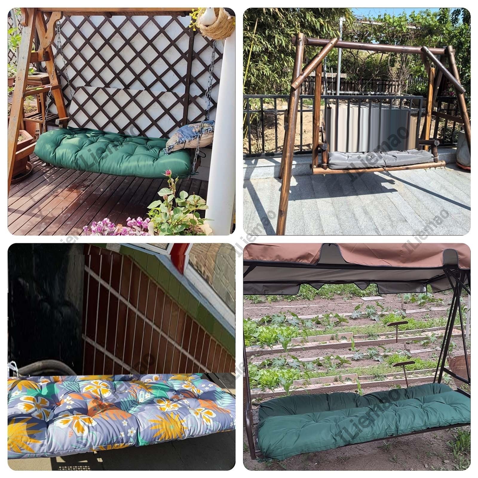 Cuscino impermeabile per panca da giardino, verde scuro, 150 x 50 cm, perfetto per sedie e panche da esterno, ideale per comodi posti a sedere all'aperto