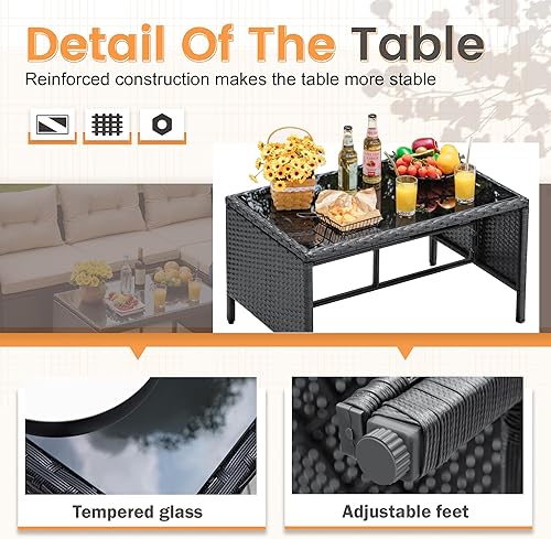 Miniatura 3 de Devoko Muebles de patio al aire libre, 3 piezas, ratán impermeable, sofá seccional para exteriores para todo tipo de clima, sofá de patio en forma