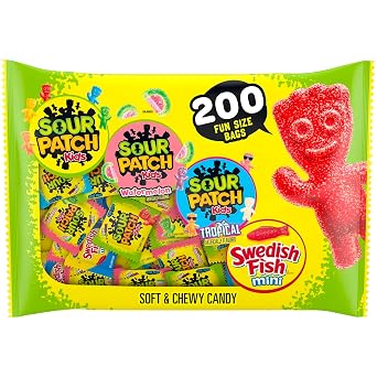 Sour Patch Kids and Swedish Fish Mini Soft and Chewy Candy Variety 200 Count