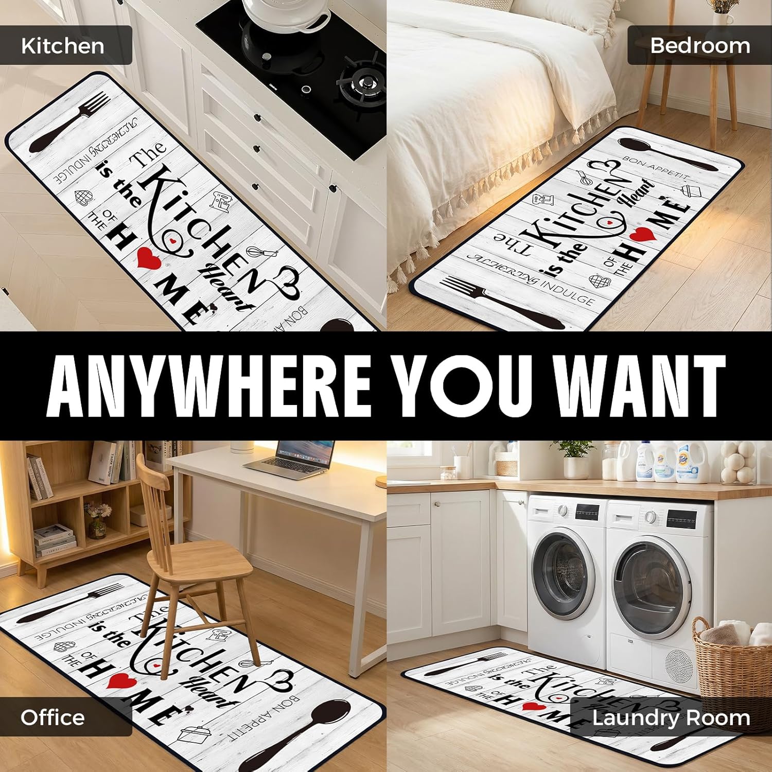 Kitchen Rugs and Mats Set, 2 Absorbent Stain Resistant Kitchen Runner, Kitchen Rugs Non-Slip Washable, Floor Mats for Kitchen Sink & Laundry & Modern Home Decor (17"x47" + 17"x30")