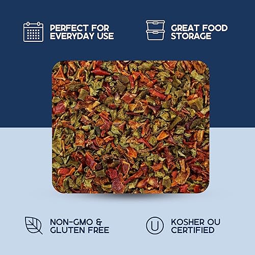 Miniatura 4 de Harmony House Pimientos secos mezclados, cortados en cubitos - Verduras deshidratadas para cocinar, acampar, suministros de emergencia y más