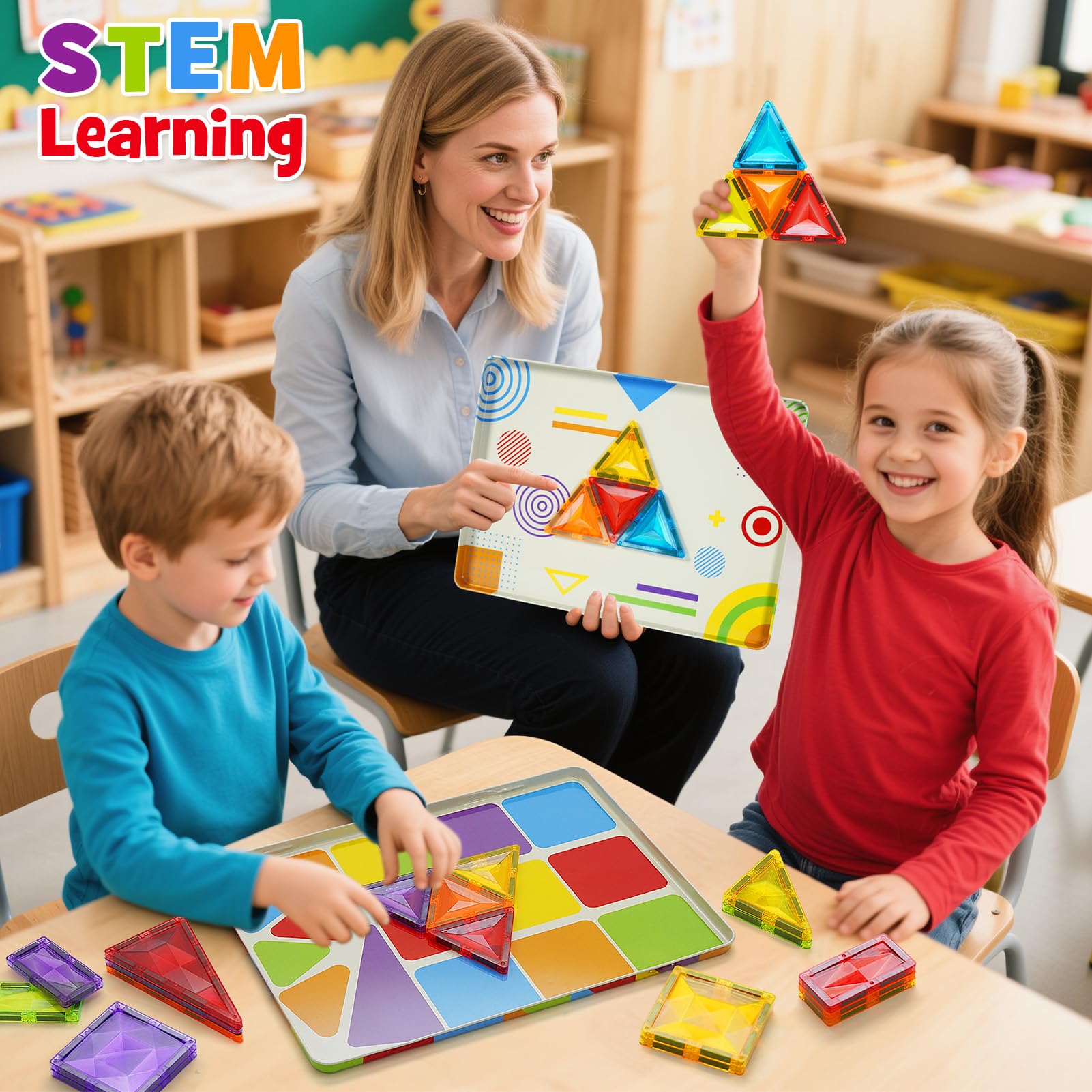 7,5CM Bloques Construcción Magnéticos, 48 Piezas Fichas Magnéticas de Colores con Caja Grande de Hierro, Juguetes Magnéticos de Construcción Stem Cumpleaños para niños 3+ años