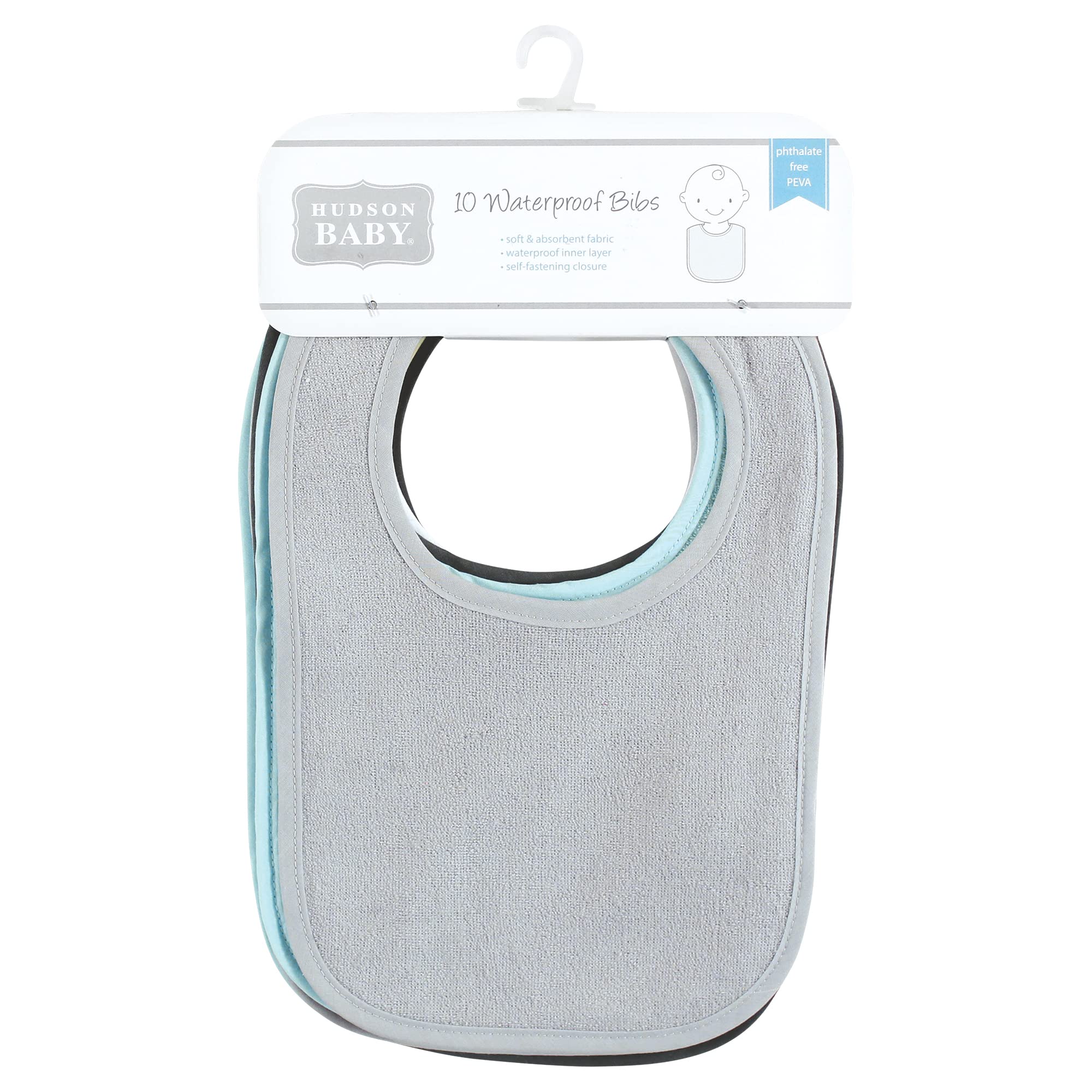 Hudson Baby Unisex Baby Drooler Bib with Waterproof Lining, Gray Orange, One Size