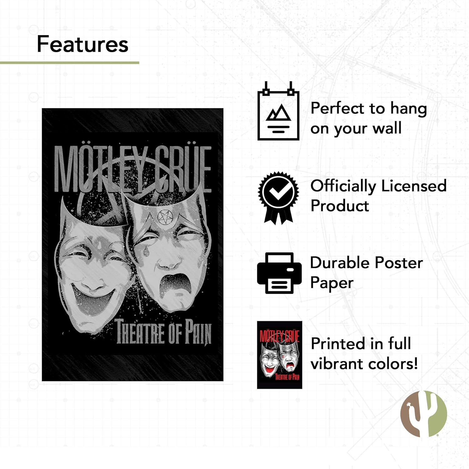 Desert Cactus Motley Crue Poster 24 x 36 inch Room Office Décor Decoration Official Fan Gear (24x36,Design 13) - Image 3