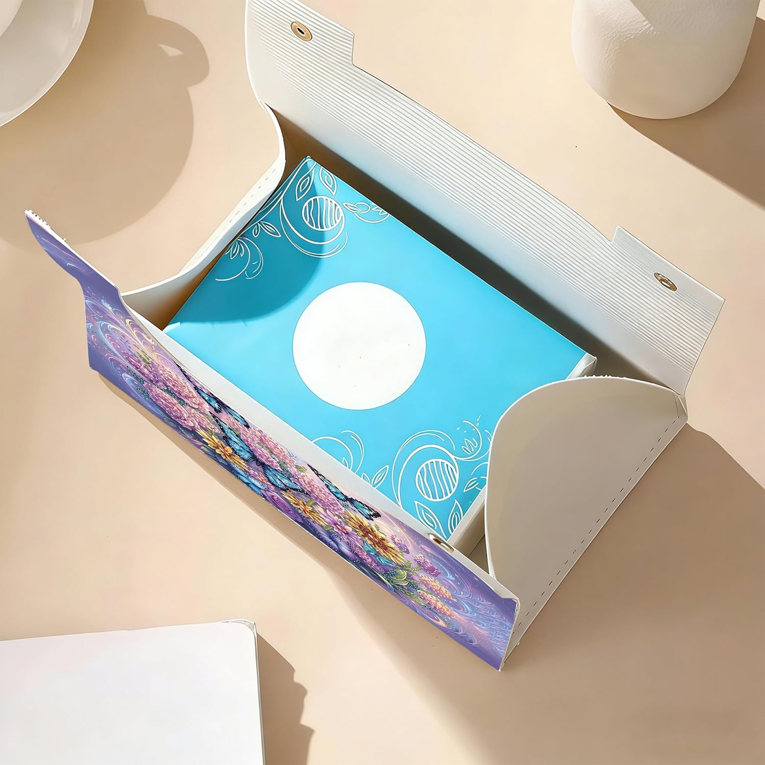 Diamond Art Painting Tissue Box, 9.44 x 9.05 x 6.29 in (Butterfly) image 5