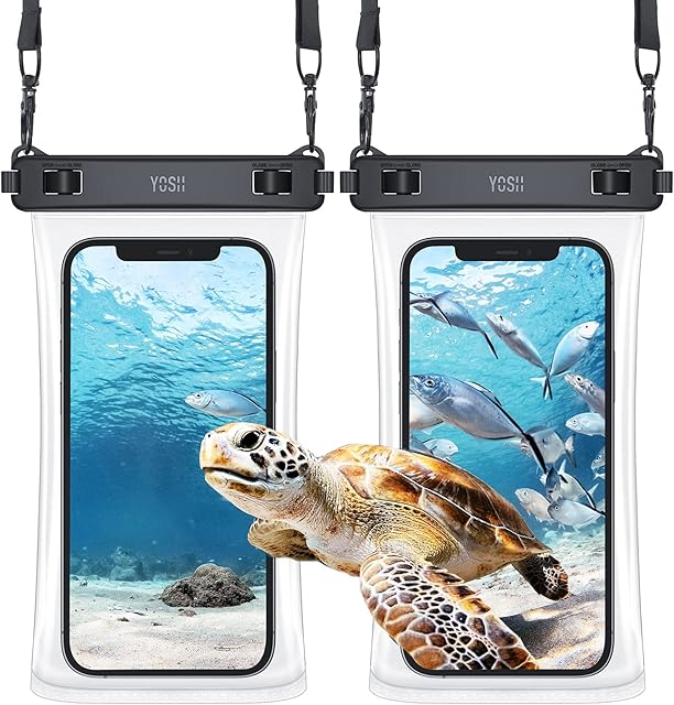 YOSH 2022 TPU Waterproof Phone Case, Underwater Crossbody Phone Pouch with wider Lanyard, Dry Bag for Swimming for iPhone 14 13 12 11 pro max XS XR X, SAMSUNG S20 A70 A50, HUAWEI etc.-up to 7 2-pack