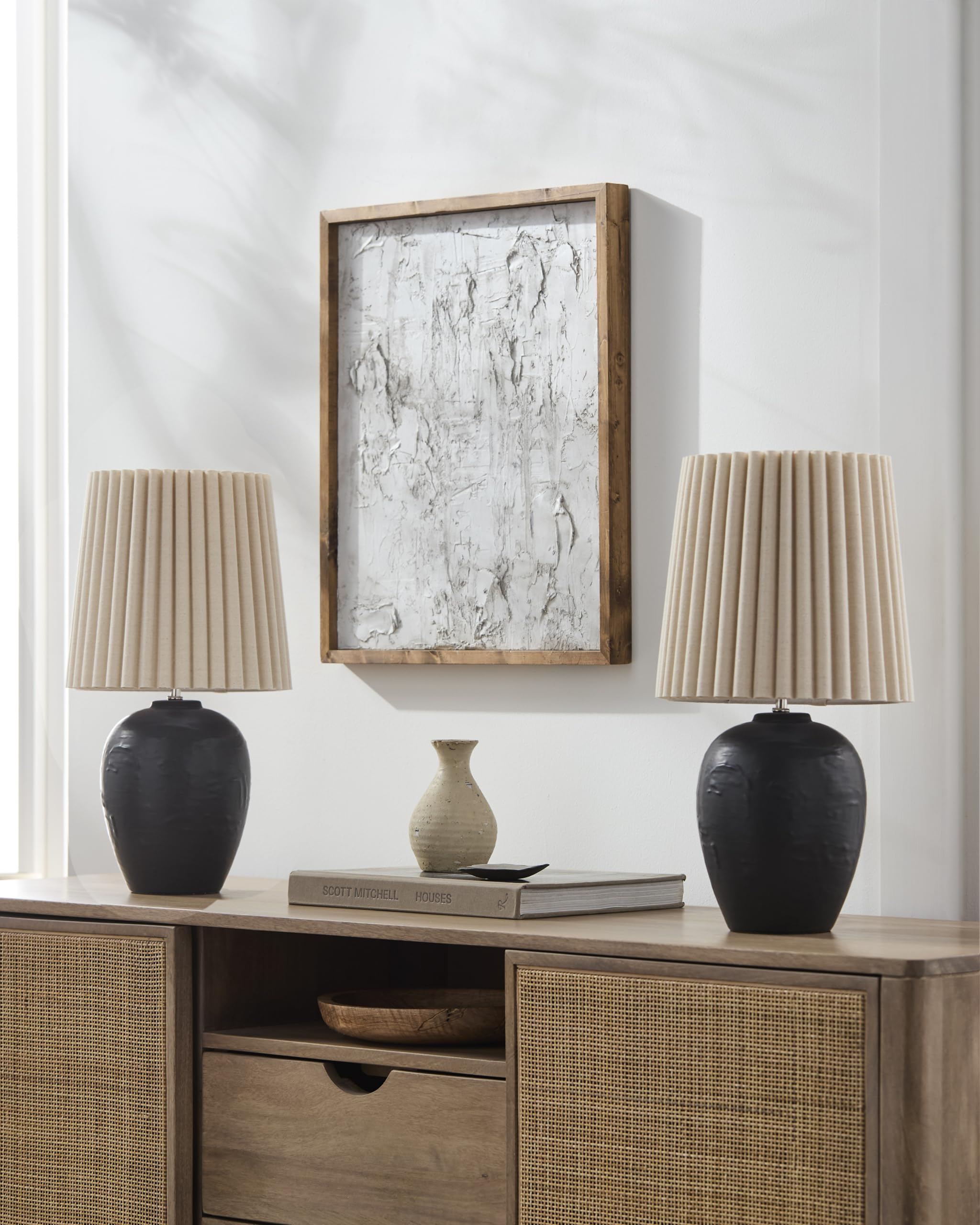 Mark&Day Table Lamps, Register Modern Black Bedside Table Lamp Set of 2 for Nightstand Bedroom, Living Room or Office (19" H x 8" W x 8" D)