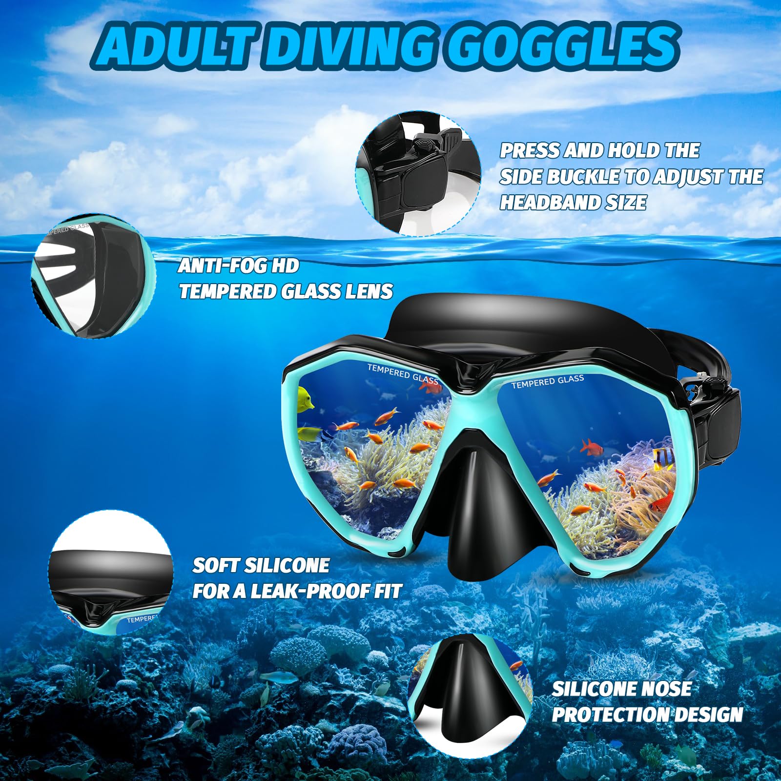 Dry Top - Set di maschere da snorkeling, anti-appannamento, con boccaglio, professionale Pano 4 Windows Adult Snorkeling Gear for Swimming Diving Scuba (rosa