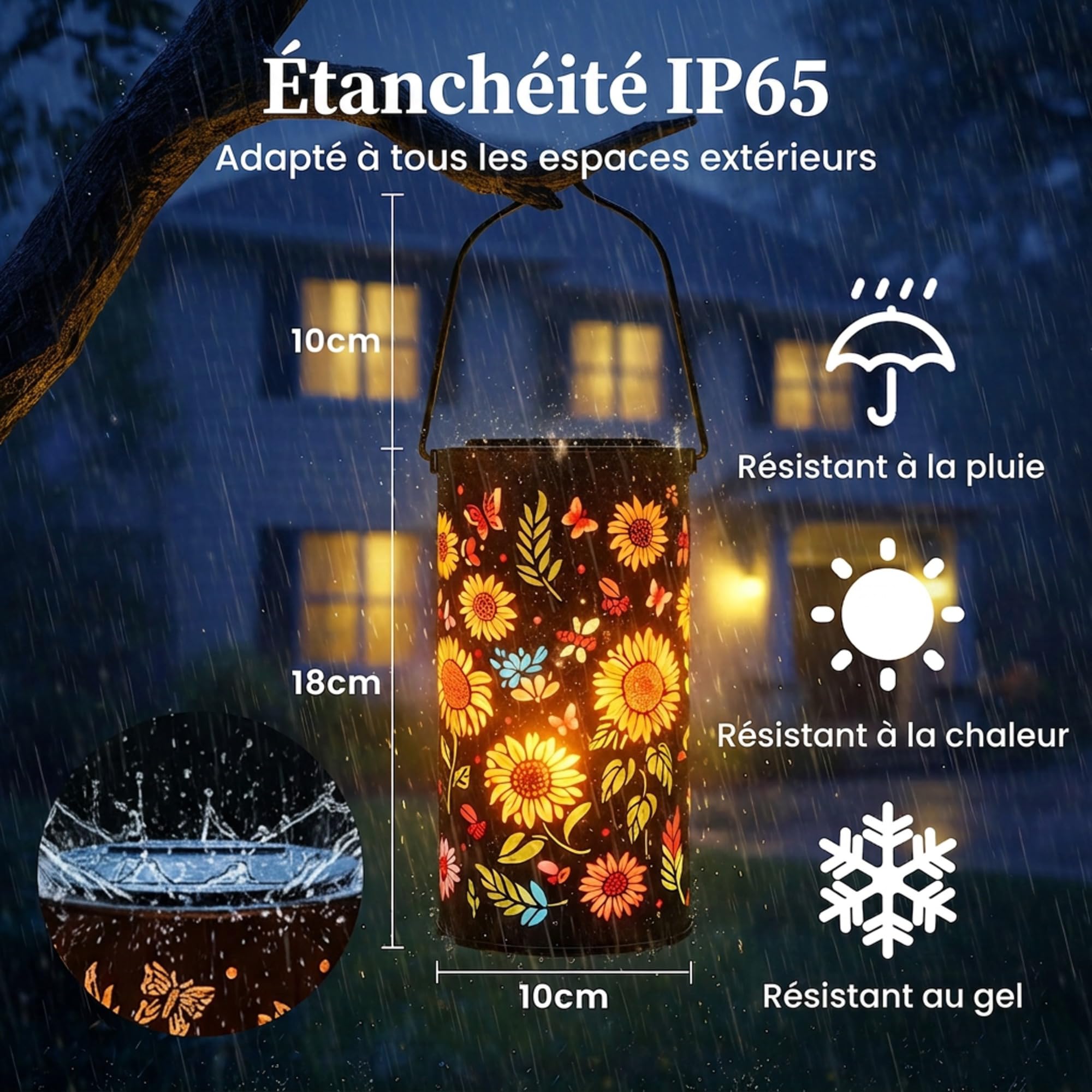 Toerjii Lampe Solaire Exterieur,IP65 Étanche Eclairage Exterieur Solaire,Lampes Solaires de jardin Colorées en forme de tournesols pour Chemins,Decoration Jardin Exterieur (A) - 5