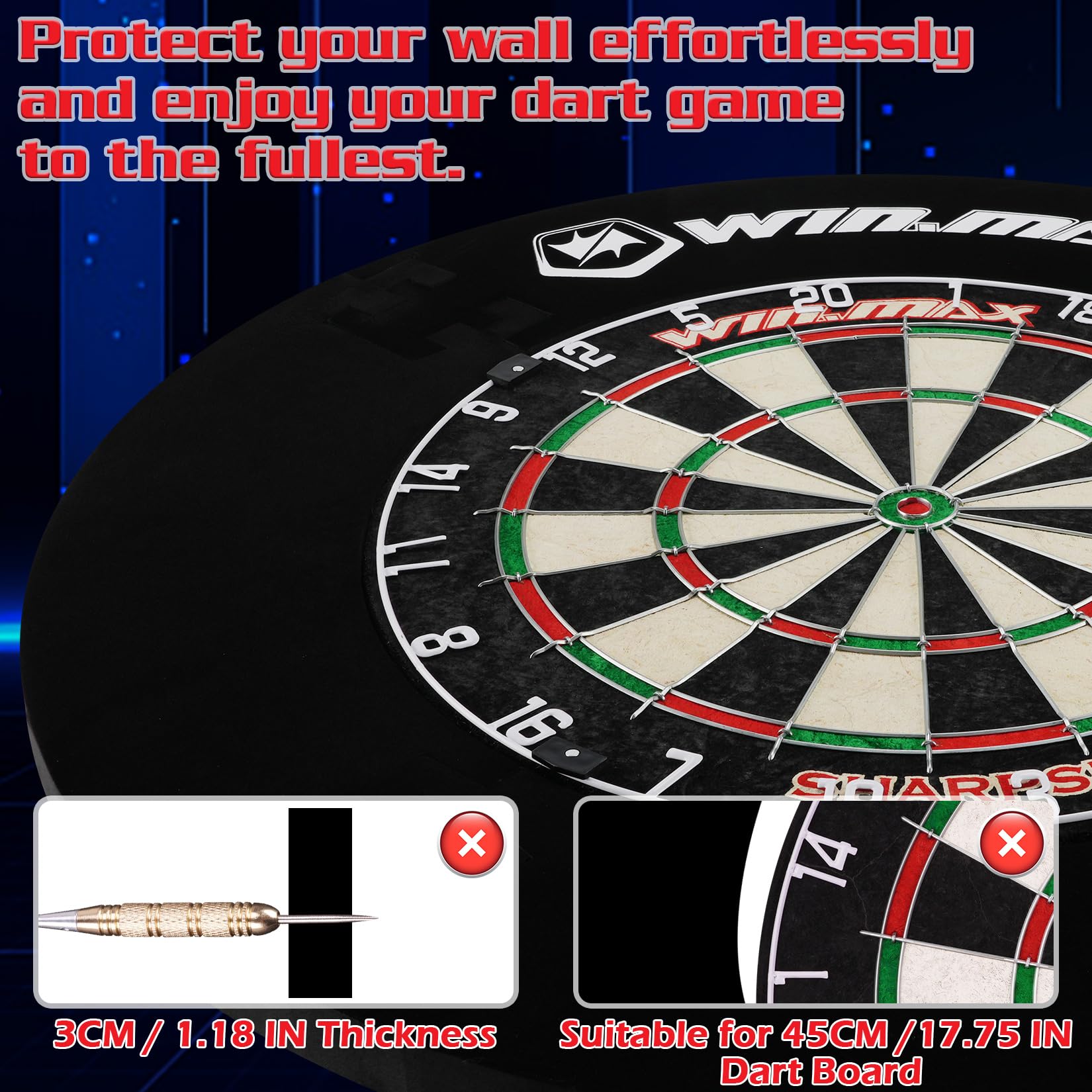 WIN.MAX Dartscheibe Kork Dartscheibe mit Pfeilen Offizielles Steeldartscheibe Dartscheibe Steeldart Dartscheibe Set 12 Dartpfeile Metallspitze,24 Flights