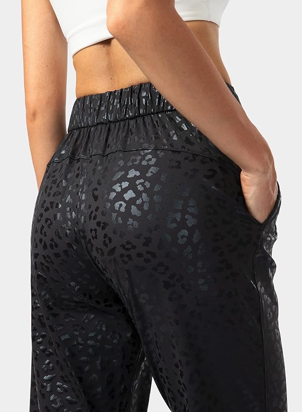 SANTINY Women's Joggers Pants Pockets Drawstring Running Sweatpants for Women Lounge Workout Jogging(Black Leopard_M) by SANTINY - Image 3