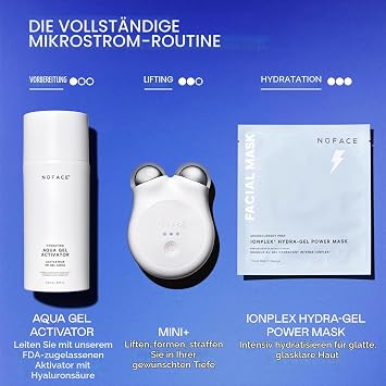 NuFACE MINI+ Microcurrent Facial Device Kit FDA Approved Microcurrent Device for Skin Tightening Contouring Lifting and Toning Includes Gel Activator Silk Cream & Applicator Brush - Black