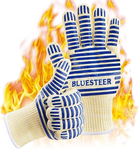 Guantes de horno para mujer, resistentes al calor, guantes de parrilla de 540 grados, manipulador de superficie caliente, de silicona,