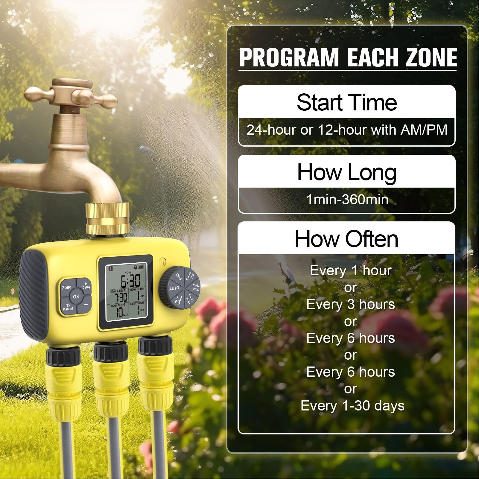 Temporizzatore per irrigazione, timer per rubinetto, timer programmabile per irrigazione con display LCD, funzione di temporizzazione intelligente per di irrigazione del prato da