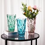 CEMABT Vases en verre pour fleurs, Épaisseur 3.4 lb Vases Morden pour Tables Centerpieces, vase pour Décor à la maison, Cristal, Couleur, Vintage et Rose claire Vases de Noël de grande taille Cadeaux d'action de grâce (Pink)