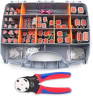 Knoweasy 338pcs DT Deustch Connector Kit - 2/3/4/6/8/12 Pin Connectors, Deutsch Crimping Tool, Removal Tool,Waterproof Automotive Electrical Connector
