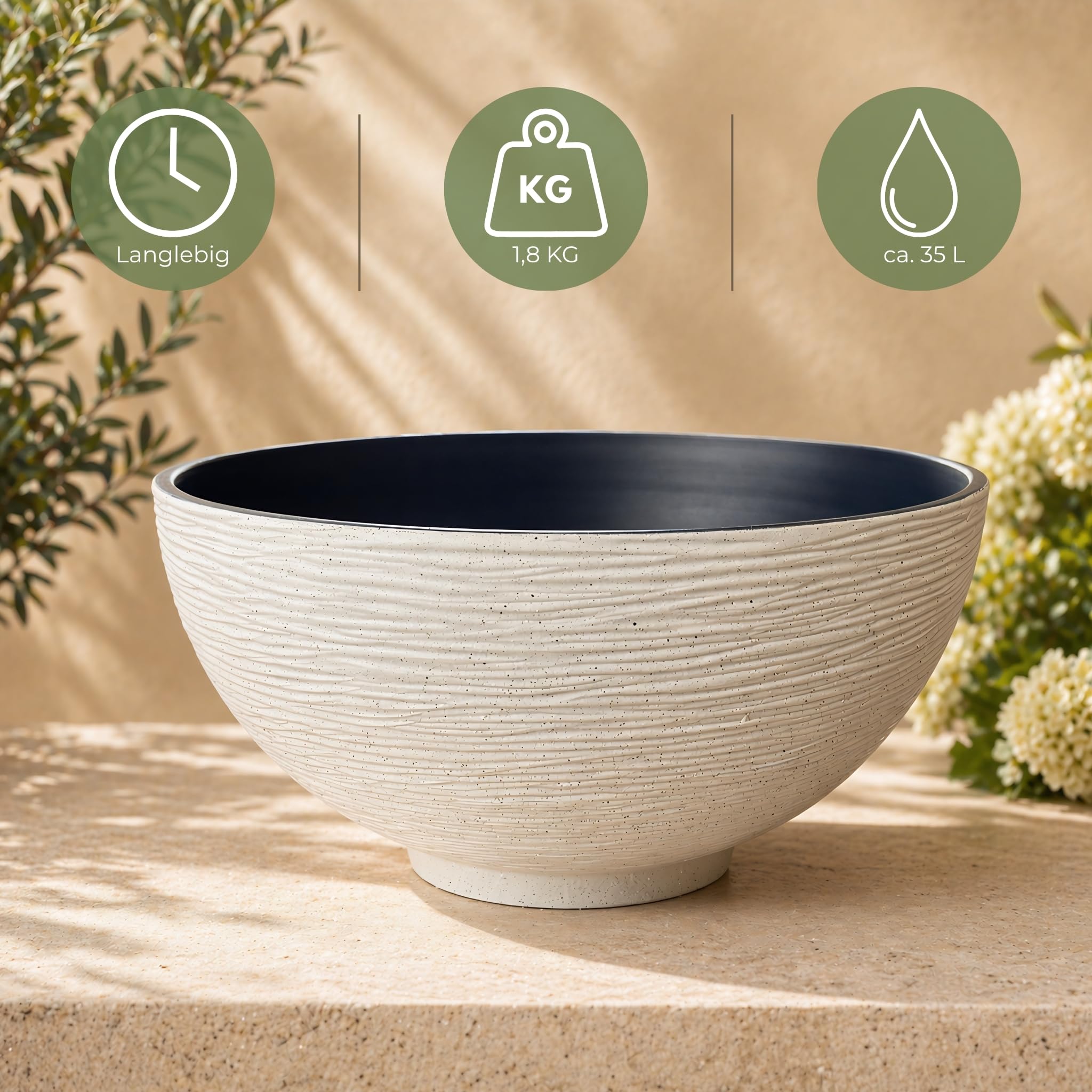 Matches21 fontana solare esterni 45 cm ciotola grande giardino