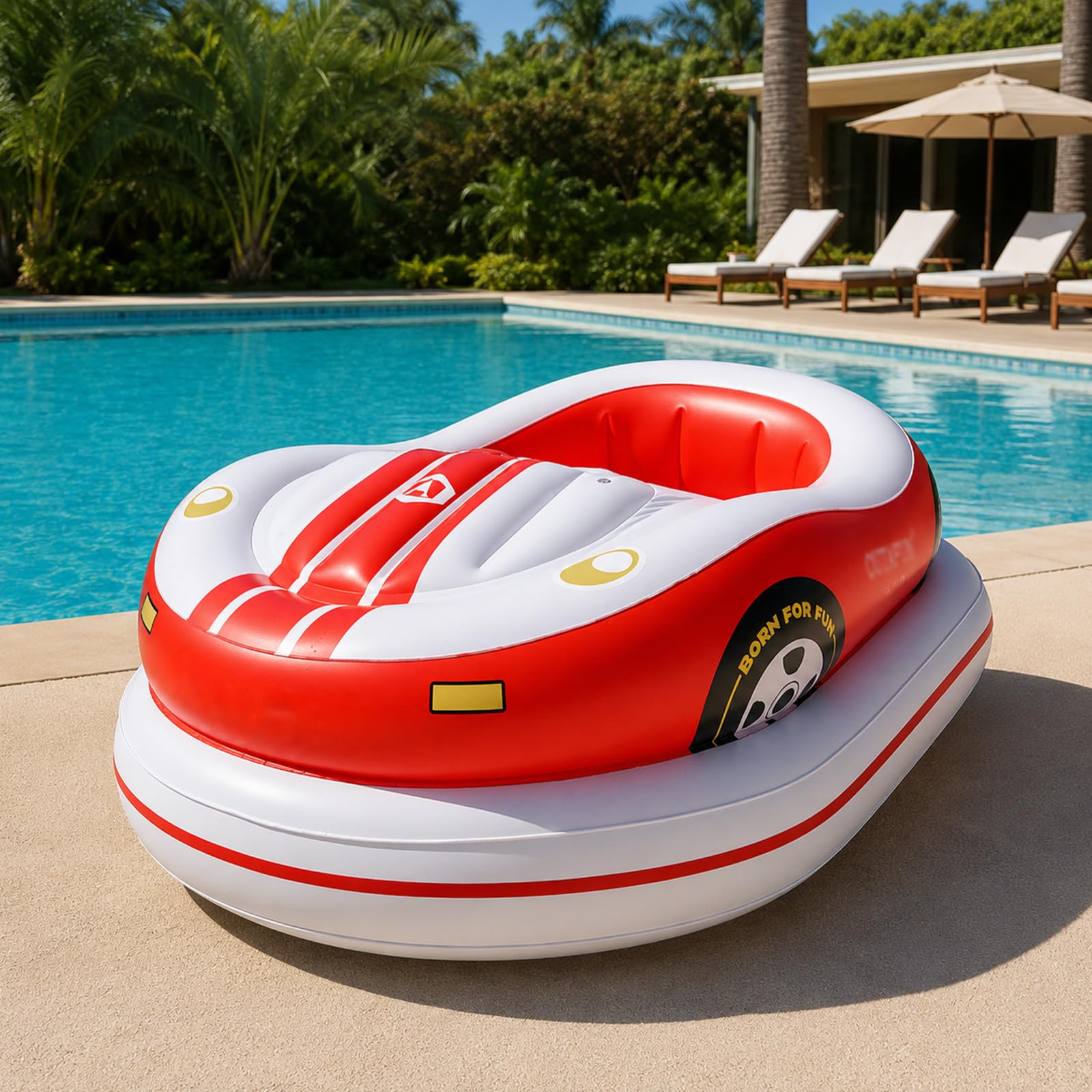 Lilishangmao Red Electric Pool Float, Inflatable Motorized Pool Lounger For Adults With 46W Thruster, 360° Joystick Steering, 2 Batteries, 265 Lb Capacity For Resorts And Calm Lakes