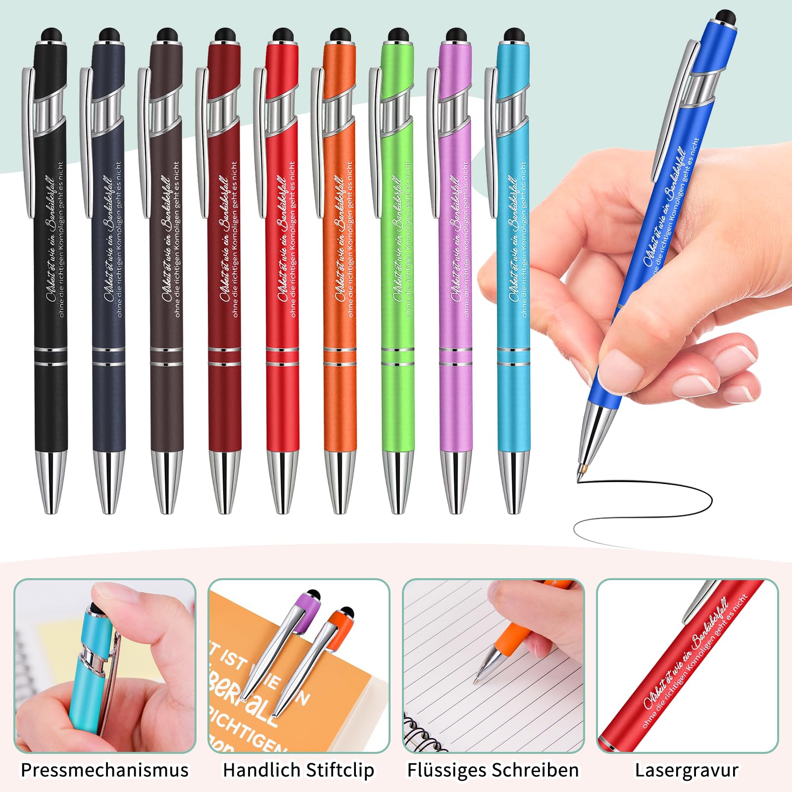 Meetory Abschiedsgeschenk Kollege - 10 Sets Dankeschön Geschenk Mitarbeiter Motivierendes Inspirierendes Geschenk Spiral Notizbuch mit Kugelschreiber und Schlüsselanhänger für Kollegin Jobwechsel Team