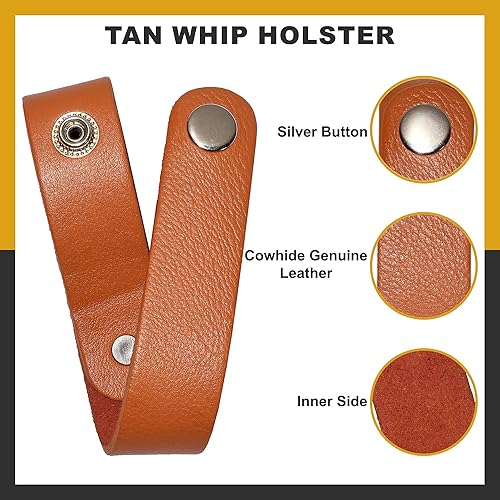 Miniatura 4 de Funda de látigo de cuero auténtico, color tostado, hecho a mano, soporte para látigos y cultivos de equitación (TAN)